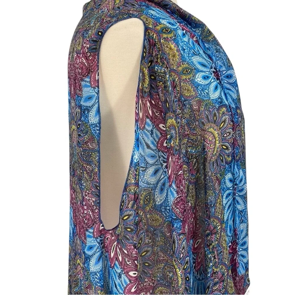 Accents by Lavello Multicolor Boho Paisley Sheer Open Front Convertible Vest - Picture 6 of 16